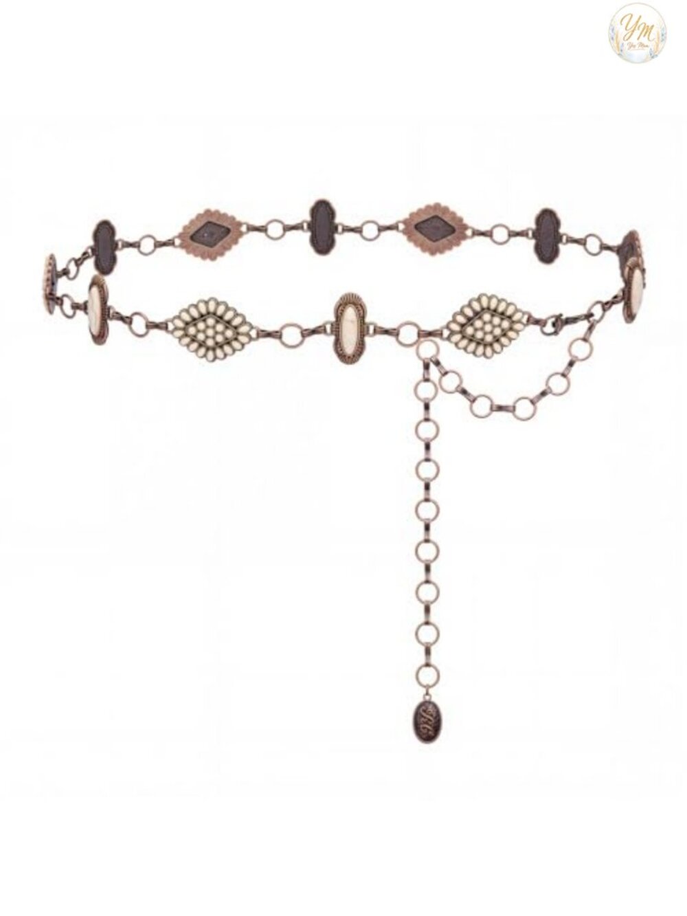 Western Concho Belt | Turquoise Metal Chain Belt | Adjustable Lobster Claw Clasp
